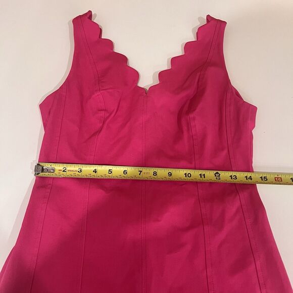 Banana Republic FUSCHIA Pink  Sz 6 Scallop Edge Bi-Stretch Fitted Sheath Dress - Picture 7 of 7